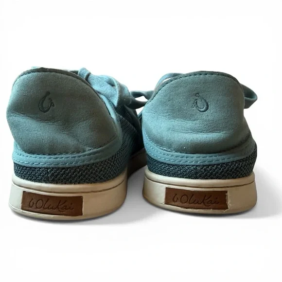 OluKai Pehuea Li Sneakers W9 Teal Blue Lace Up Low Top Comfort Casual - Picture 3 of 9